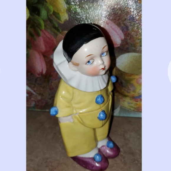 Vintage Clown  Porcelain Figural Covered Pot Dispenser Jam Pot - Picture 2 of 5